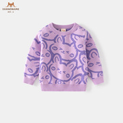 童装女童毛衣粉红色兔子宝宝毛线上衣内搭加厚儿童紫色针织衫外套