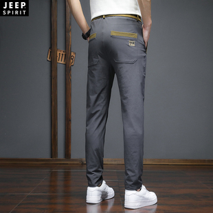 jeepspirit运动裤长裤，男款宽松冰丝夏季薄款休闲裤子青少年男裤