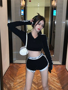酒吧DJ歌手gogo秀DS表出服时尚舞台装韩版性感黑色拼接运动套装秋