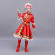 蒙古舞蹈儿男女童演出服少数民族服装男童蒙族服装裙袍藏服舞