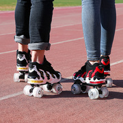 黑色马丁靴双排溜冰鞋儿童，四轮滑鞋成人情，男女玩运动轮滑冰鞋