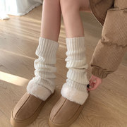 配雪地靴鞋袜套秋冬女2023羊毛腿套堆堆袜白色小腿袜羊绒袜子