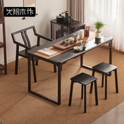 新中式实木阳台茶桌茶台小户型，泡茶桌椅组合办公室禅意书法桌琴桌