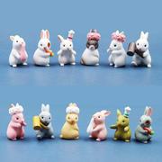 手办礼物仿真迷你小动物兔子，摆件玩偶卡通微景观可爱小兔子礼盒