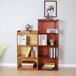楠竹仿古书架中式简易书柜客厅落地创意，组合置物架实木多层储