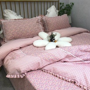 韩版小碎花欧彩棉磨毛床上用品四件套床单被套但双人四季通用清新