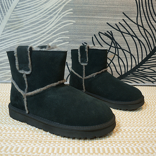 冬季真皮羊毛一体雪地靴，套筒短筒靴，平跟女靴子c1-19