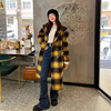 冬季女装格子呢子大衣女韩版设计感复古长款帅气毛呢宽松外套