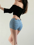 美臀中低腰高弹牛仔短裤，女夏辣妹薄款韩系姐姐性感舞蹈热裤超短裤