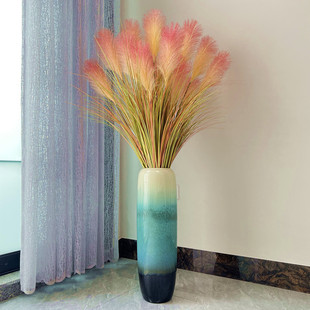 大芦苇草仿真花落地室内客厅，花卉绿植物假花造景，装饰摆件干花陶瓷