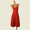 红色深V吊带裙欧美风气质露背收腰a字裙外贸原单针织连衣裙