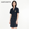 canto motto雾道连衣裙夏新款西装领双排扣短袖修身短裙DA2B56