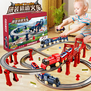 跨境外贸仿木质轨道小火车圣诞轨道车益智电动拼装轨道火车玩具