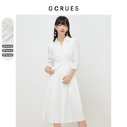 gcrues衬衫裙春装，女2024年白色气质裙子中长款精致高端超好看