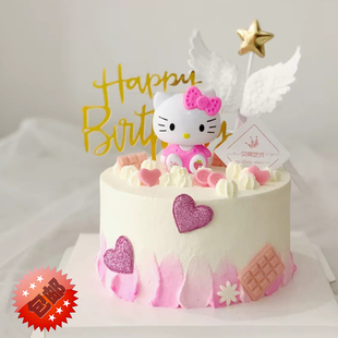 kt猫蛋糕装饰摆件娃娃，套装可爱公仔猫，生日水果女孩网红宝宝周岁