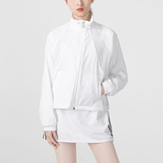 阿迪达斯白色外套女夏季薄款防风衣健身运动服，皮肤连帽夹克女