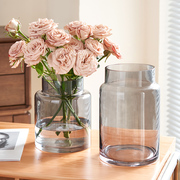 ins风网红高级感北欧玻璃花瓶透明水养鲜花玫瑰百合客厅餐桌插花