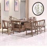 鸡翅木茶台新中式雕花整装客厅会客原木榫卯大板红木茶桌