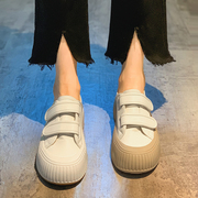 女休闲鞋2022年秋季板鞋，小众魔术贴松糕，厚底饼干运动小白鞋潮