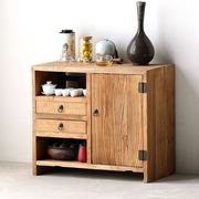 风化实木茶水柜简约现代原木小餐边置物台架新中式家具老榆木角柜