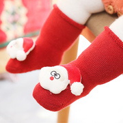 新生儿用品婴儿袜子，秋冬男女宝宝圣诞加厚毛圈卡通公仔袜