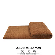 现代轻奢样板房橘色床尾毯条纹褶皱搭毯新中式床盖毯沙发搭巾披毯