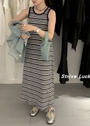 Strive Luck 条纹背心连衣裙女2024独特百搭高级感无袖背心裙