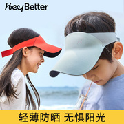 heybetter儿童防晒帽防紫外线太阳帽男童大檐空顶，帽子女童遮阳帽