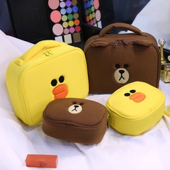 LINE化妆品收纳包韩国布朗熊网红大容量可爱小号便携式手提袋