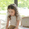 韩版童装女童t恤2024夏洋气(夏洋气)小女孩时尚，蕾丝花边翻领纯棉短袖上衣