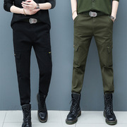长裤男春秋士战术裤，直筒黑色多口袋工装裤耐磨休闲军绿色裤子