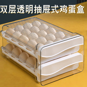 鸡蛋收纳盒pet透明双层家用厨房冰箱保鲜盒塑料，透明抽屉式鸡蛋盒h