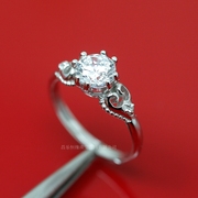 圆形7mm925纯银镀白金戒指，空托可代镶嵌莫桑石钻石(石钻石)hj430