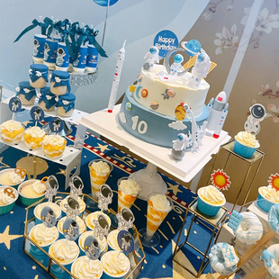 宇航员甜品台装饰航天火箭推推乐蛋糕筒贴纸，男孩太空人生日蛋糕l
