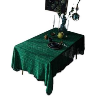 绿色棉线钩花桌布镂空茶几，布台布(布，台布)床头柜边柜电视柜盖巾圆桌布