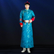 礼款男士蒙古袍高长时尚民族婚D礼舞蹈演出蓝色端袍新服饰