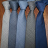 羊毛高端面料英伦手打款男灰色，正装商务7cm韩版复古格子领带潮