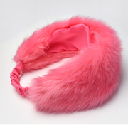 gleerainbow粉色可爱长毛仿动物，毛皮草(毛皮草，)防风保暖护耳发带发箍