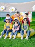 儿童啦啦队表演服装糖果色幼儿园团体班服小学生运动会演出服