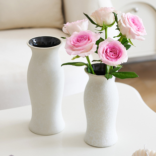 复古陶瓷花瓶摆件客厅水养玫瑰插花鲜花高级感简约素胚小粗陶花器