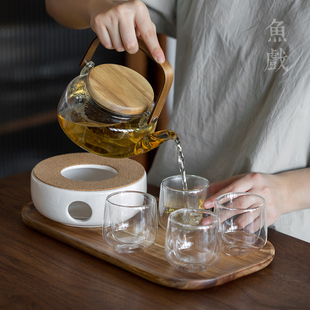 日式创意相思木整套玻璃，茶具套装家用耐高温过滤花茶，泡茶壶煮茶壶