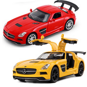 嘉业1/32奔驰SLS合金汽车模型回力声光玩具跑车鸥翼门金属车盒装