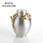 皇家雪兰莪royalselango随身茶具马来西亚纯手工，镀金锡器小茶罐