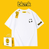 bkmk短袖t恤男圆领夏季潮流，简约趣味熊猫印花纯棉休闲男女情侣装