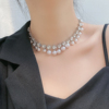 日韩珍珠闪钻流苏多层项链，2022年轻奢新娘气质短款锁骨颈链