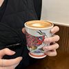 日式复古手绘陶瓷咖啡杯ins风矮脚拉花杯冰拿铁杯设计感陶瓷杯