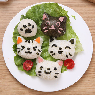 卡通小猫咪饭团模具套装 小狗儿童便当DIY创意做米饭熊猫饭团神器