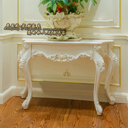 定制欧式实木玄关桌装饰桌，白色家用别墅雕花客厅，半圆门厅桌边桌玄