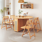 北欧原木色小户型伸缩折叠圆餐桌现代纯实木，无辅材全白蜡木餐桌椅