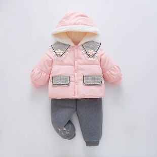 0-1岁半女宝宝冬装洋气冬天衣服婴儿棉衣套装冬季加厚棉服二件套